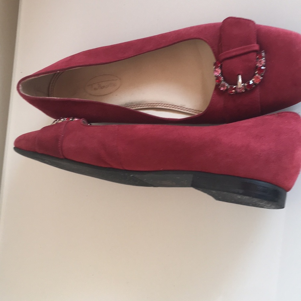 Classy Talbots Raspberry Suede Colored Stone Flats - image 4